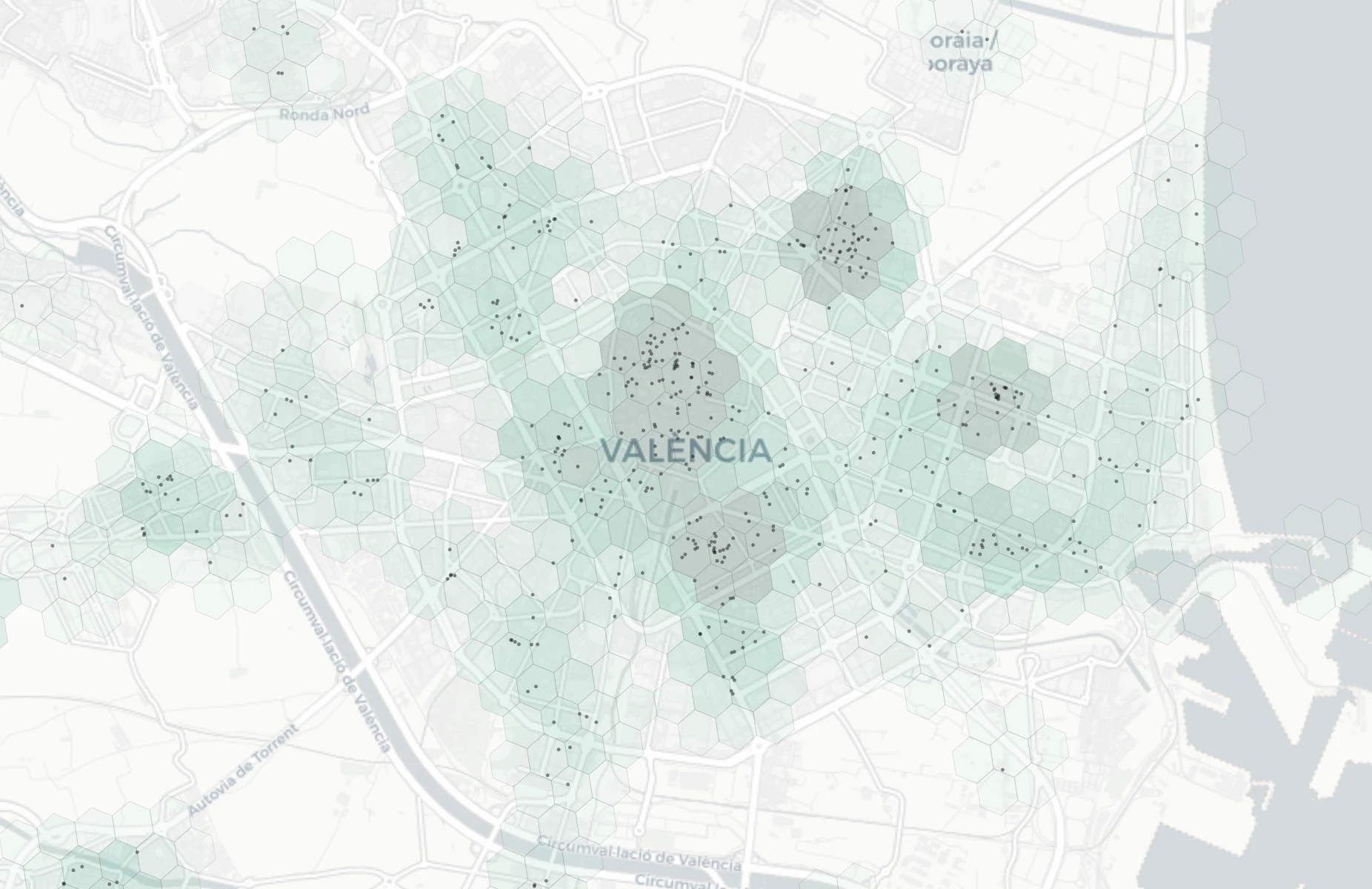 Valencia Nightlife heatmap -- neighborhood scores