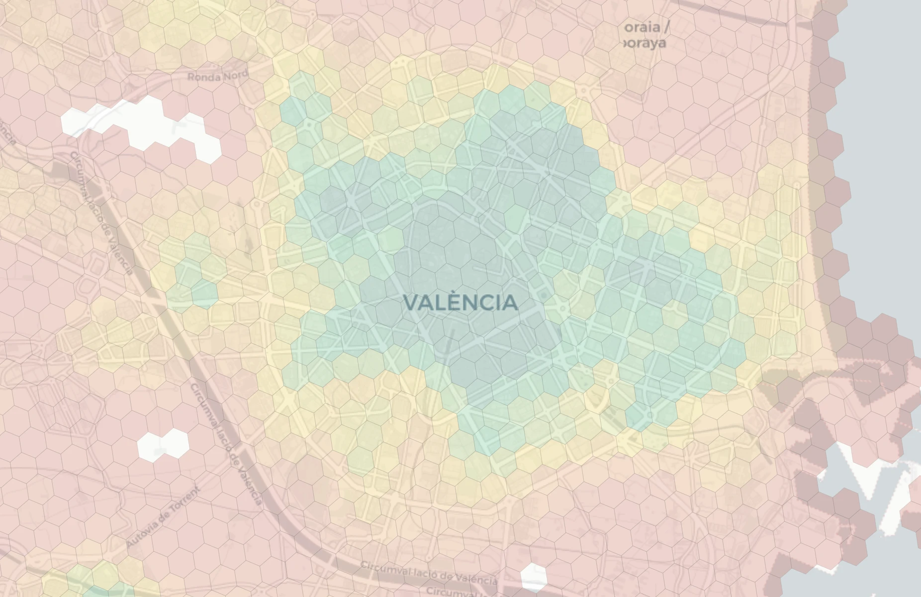 Valencia neighborhood livability heatmap
