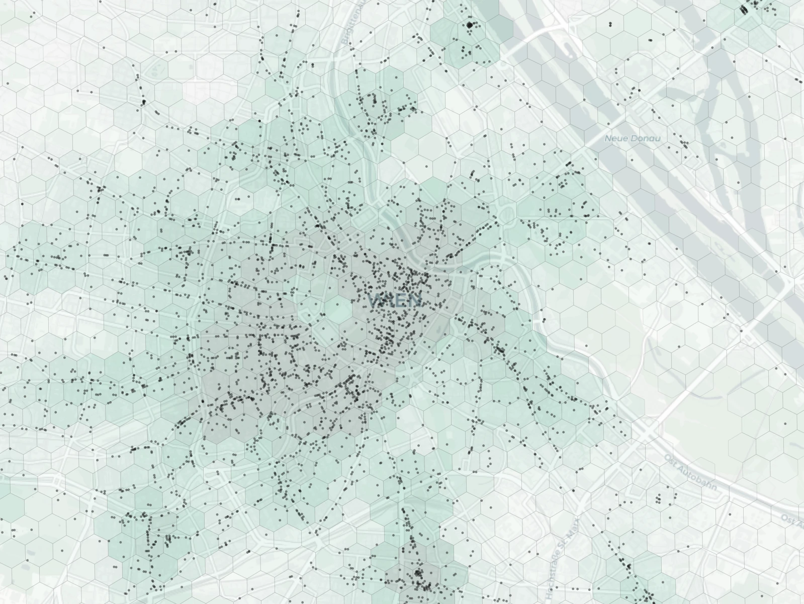 Vienna Dining heatmap -- neighborhood scores