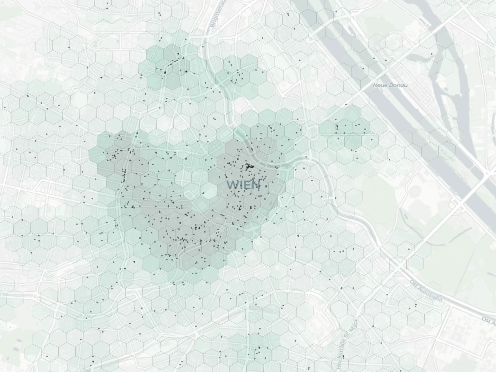 Vienna Nightlife heatmap -- neighborhood scores