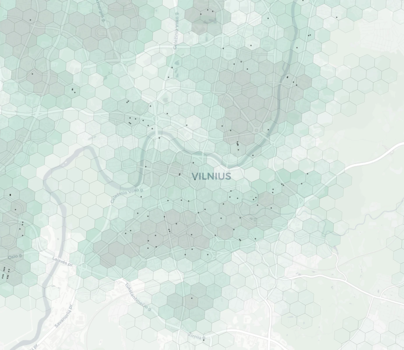 Vilnius Family heatmap -- neighborhood scores