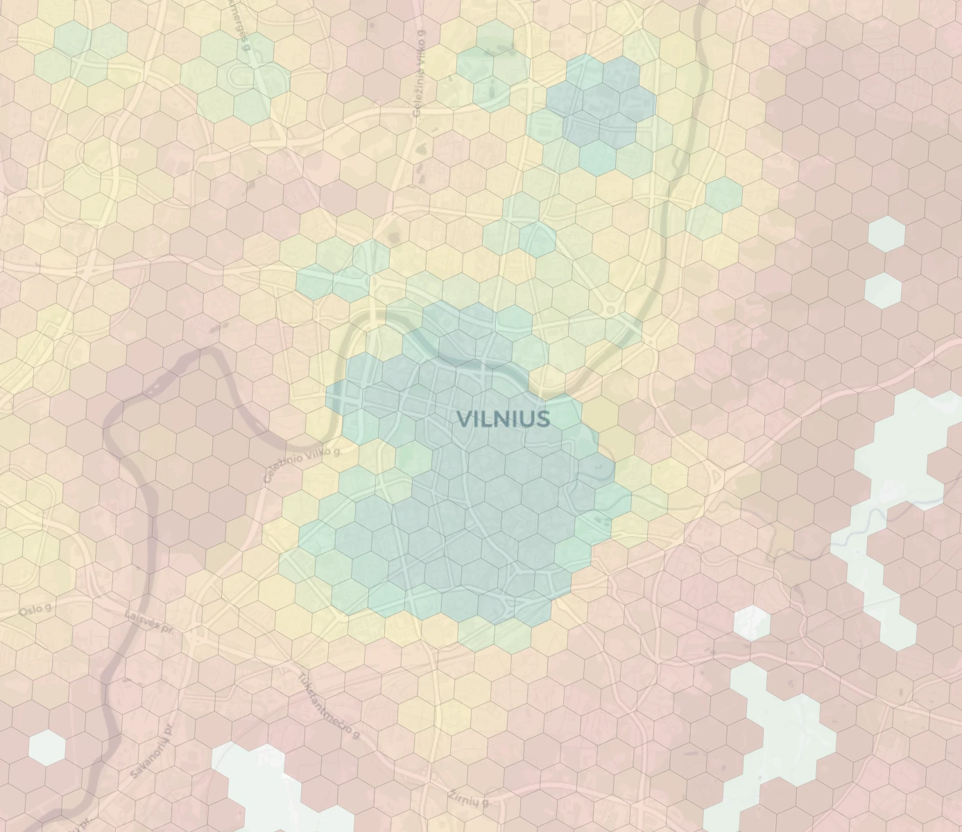 Vilnius neighborhood livability heatmap