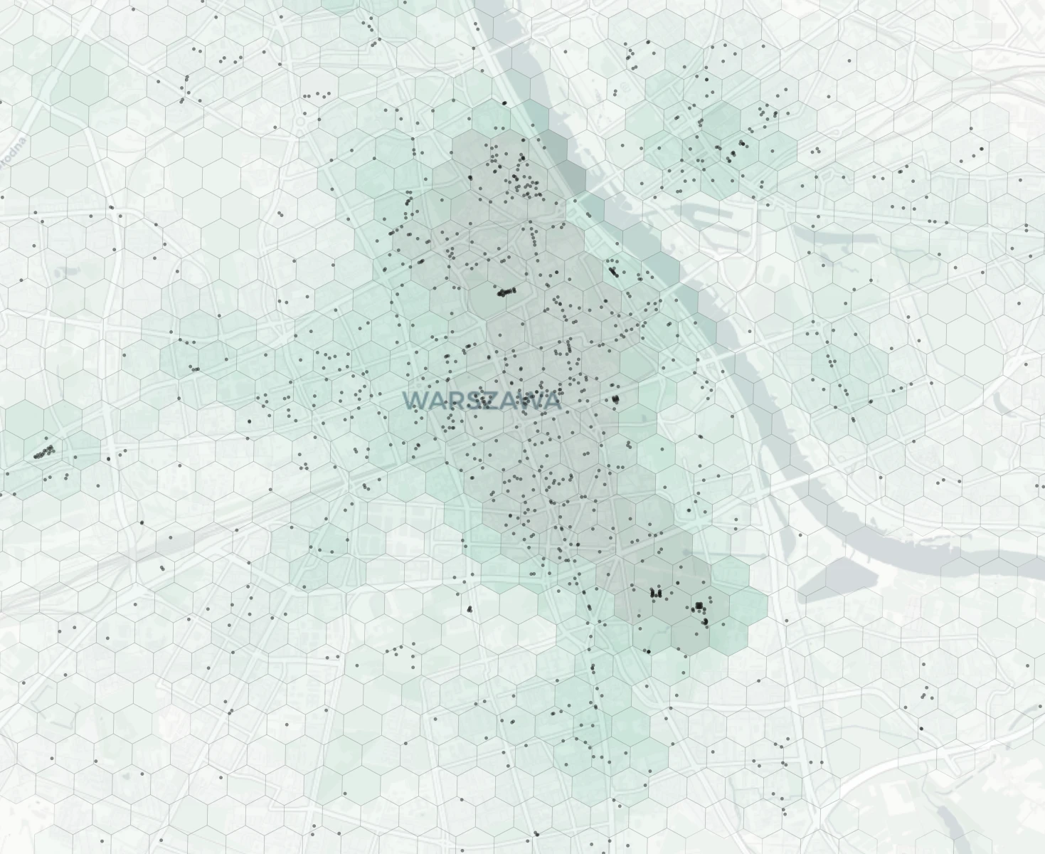 Warsaw Cafes & Culture heatmap -- neighborhood scores