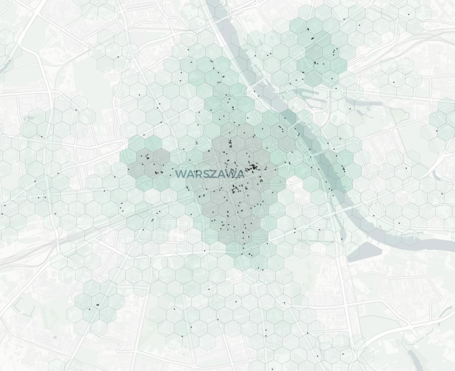 Warsaw Nightlife heatmap -- neighborhood scores