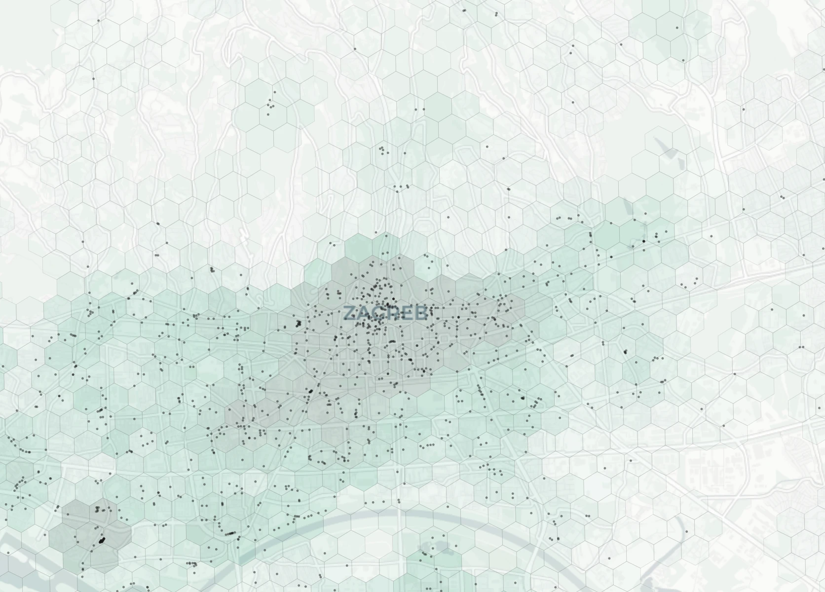 Zagreb Cafes & Culture heatmap -- neighborhood scores