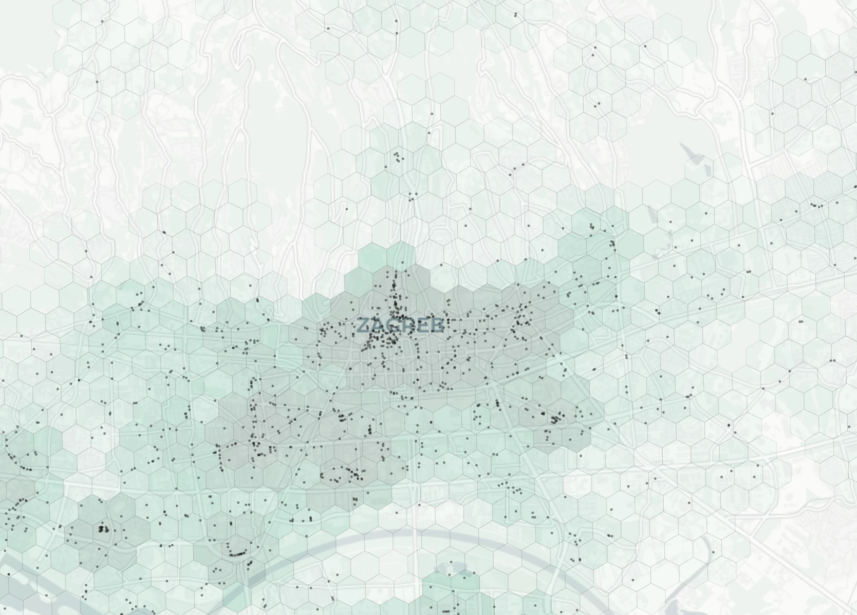 Zagreb Dining heatmap -- neighborhood scores