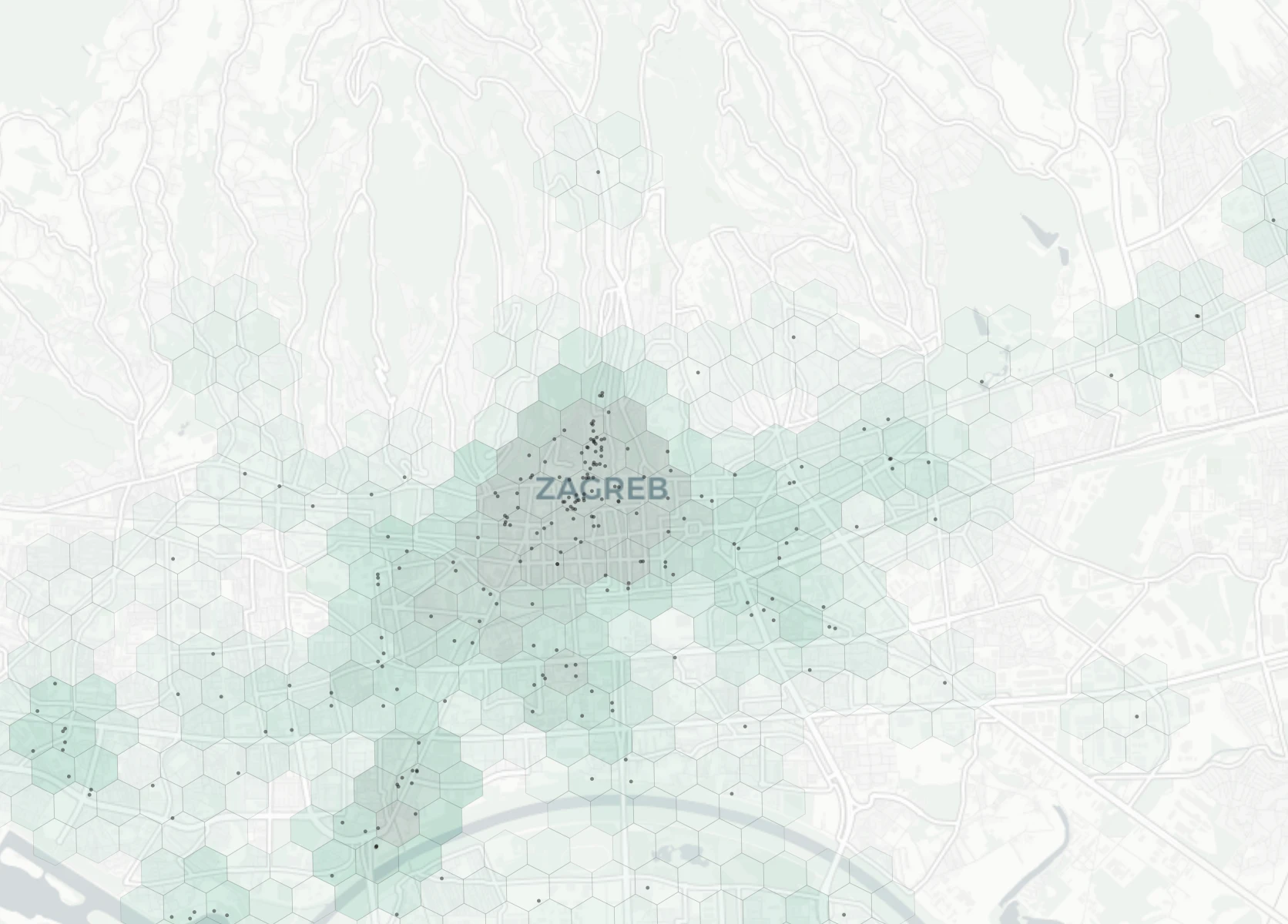 Zagreb Nightlife heatmap -- neighborhood scores