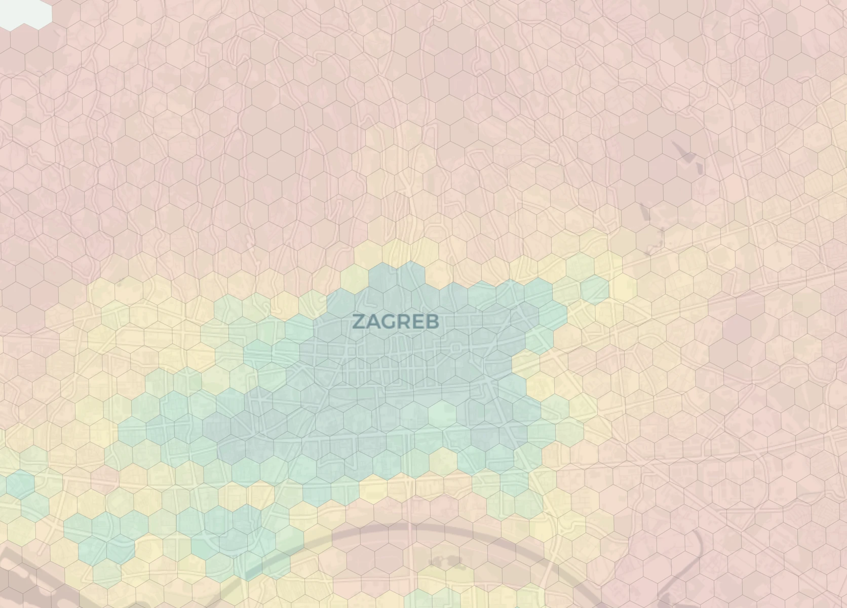 Zagreb neighborhood livability heatmap