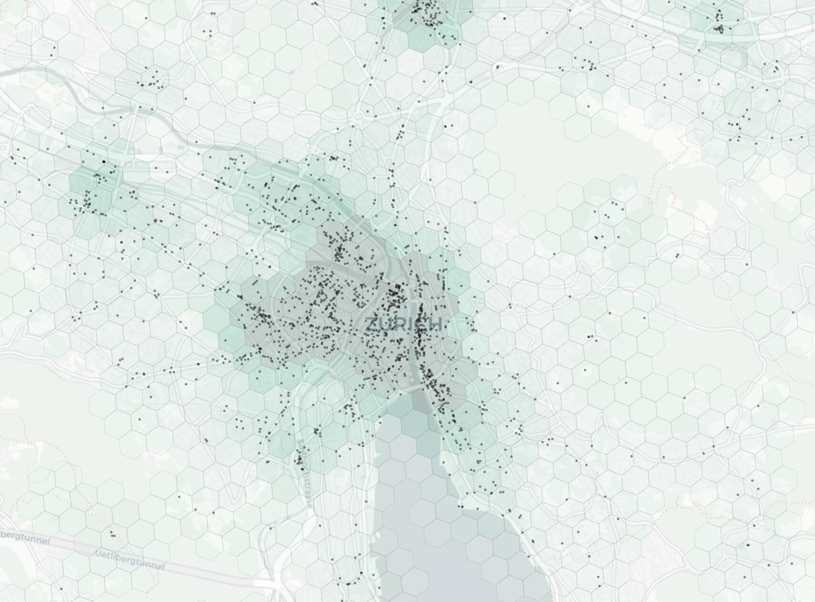 Zurich Dining heatmap -- neighborhood scores